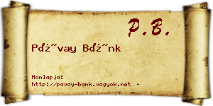 Pávay Bánk névjegykártya
